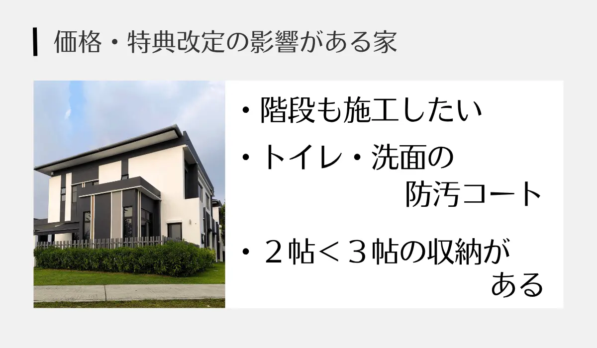 価格・特典改定の影響がある家